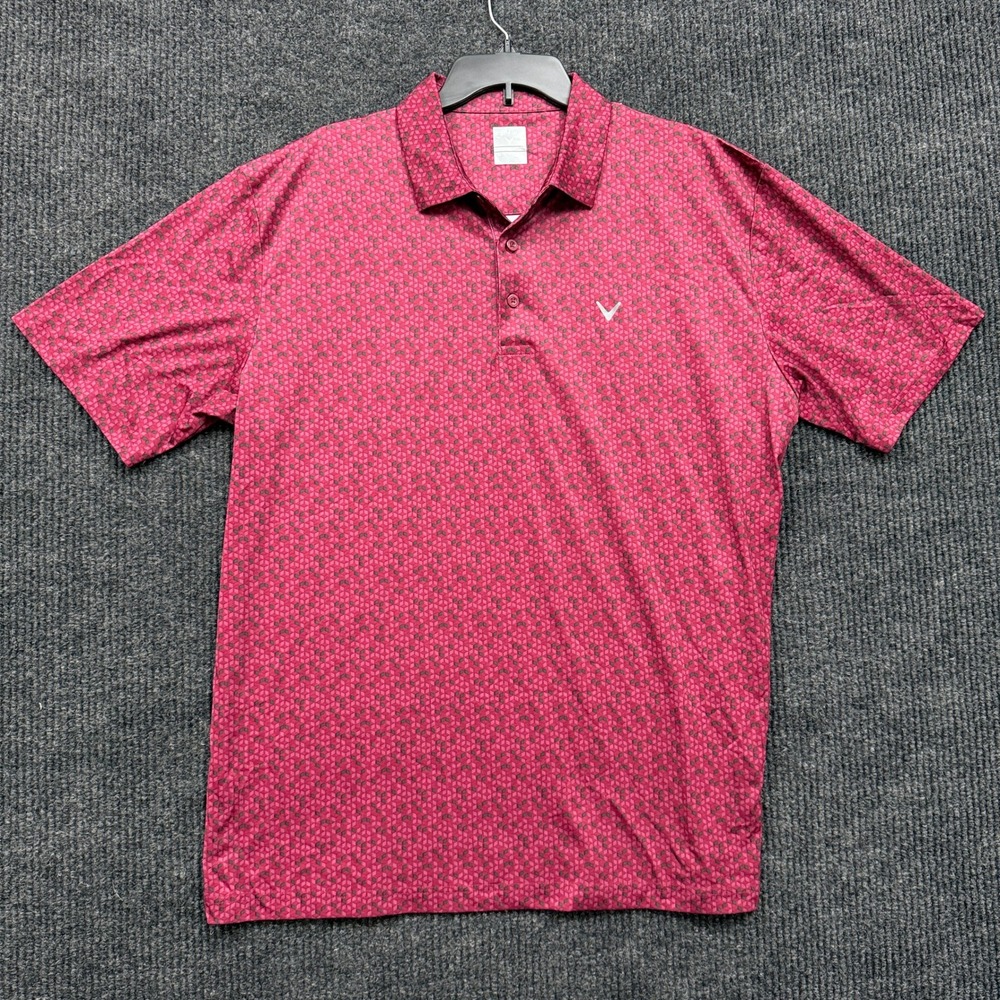 Callaway Opti-Dri Golf Polo Mens XL Extra Large Red Geometric Performance